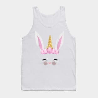 Girls Unicorn Easter Bunny Face Bunnicorn Egg Hunt Tank Top